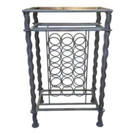 C. 1990's Metal 15 Bottle Wine Rack Console + Bar