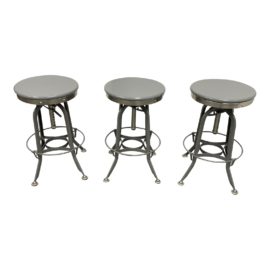 Restoration Hardware 1940s Vintage Toledo Adjustable Stool - Set of 3. Original Price: $960