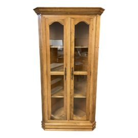 Circa 1990's Shabby Chic Pine Display Corner Cabinet