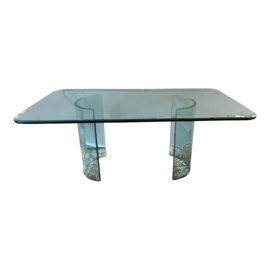 Classic 1990's Glass Pedestal Dining Table