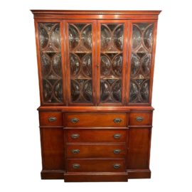 Mid 20th Century English Traditional Blown Glass Door China Cabinet