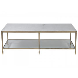 Artistica Home Signature Designs Antique Gold + Off White Sashay Rectangular Cocktail Table. Original Price: $1,979