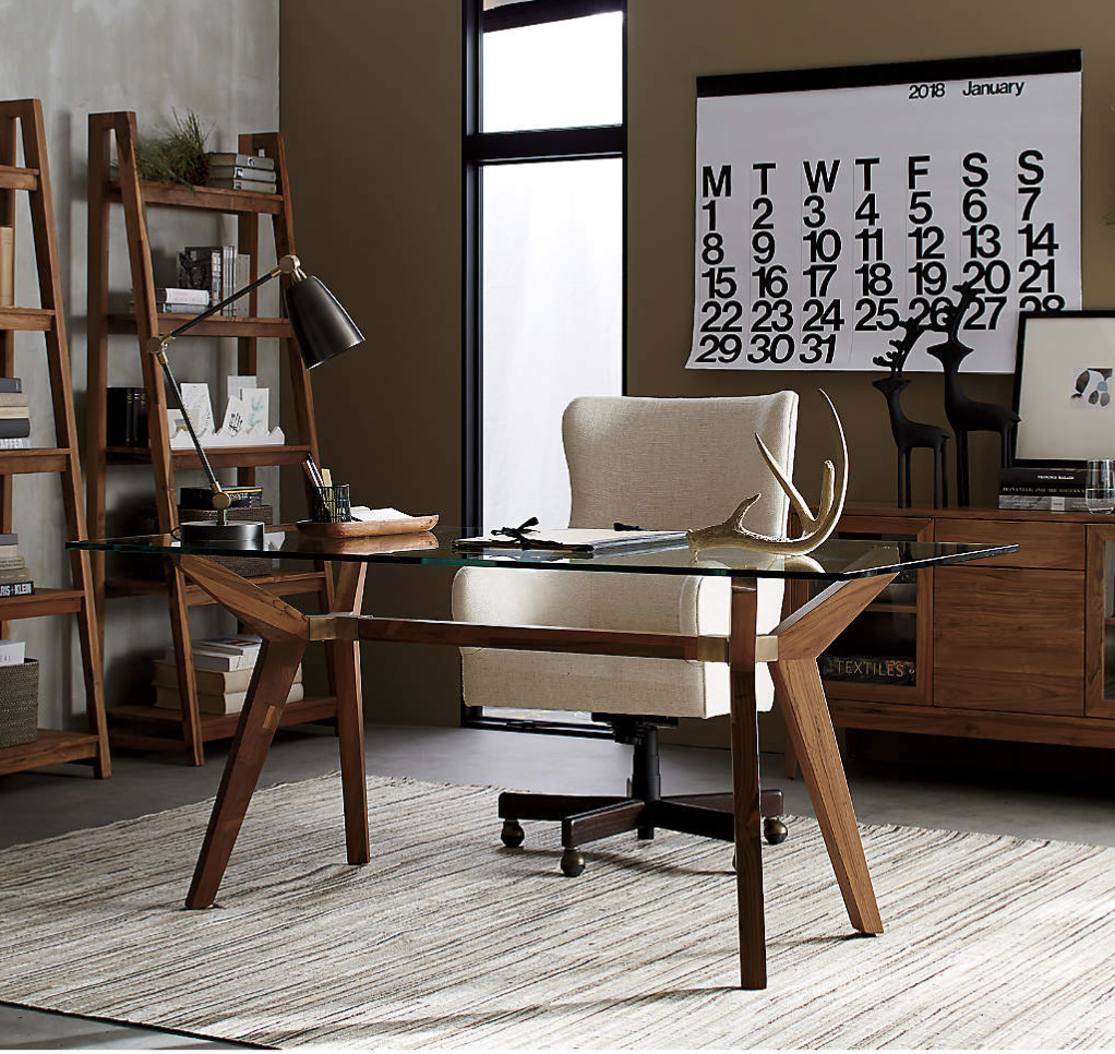 Crate & Barrel Strut Walnut Desk / Dining Table. Original Price