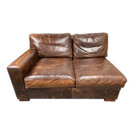 Restoration Hardware Maxwell Leather Right Arm Luxe Sofa. Original Price: $7,095