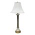 Mid 20th Century Neo Classical Taupe Stone Crystal + Brass Table Lamp