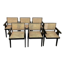 France & Son Jeanneret Reproduction Dining Room Chairs, a Set of Six. Original Price: $3,900