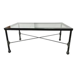 Late 20th Century Rustic European Wrought Iron Glass Coffee Table