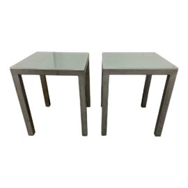 Late 20th Century Industial Metal Side Tables - a Pair