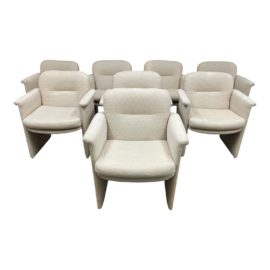 Late 20th Century Post Modern Ted Berman Co. Upholstered Arm Chairs - Set of 8