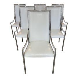 Late 20th Century Pierre Carden Style White Vinyl Chairs - Set of 6