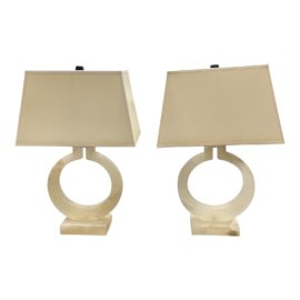 Visual Comfort E .F. Chapman Ring Form Table Lamps - a Pair. Original Price: $1,300