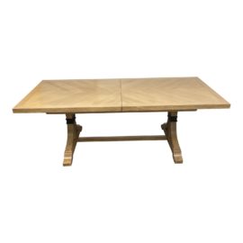 Barclau Butera Newport Elm Solid Wood Trestle Extension Dining Table. Original Price: $5,179