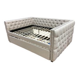 Joss & Main Morton Button Tufted Linen Daybed + Trundle