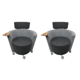 Pair of Haworth Csd Studio Hello Mobile Chairs + Casters. Original Price: $2,800