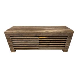 Restoration Hardware Reclaimed Timber Slat Media Sideboard Cabinet. Original Price: $1,795