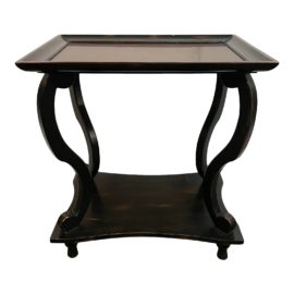 Contemporary Burl Wood Tray Style Side Table