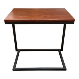 Contemporary Metal and Wood C-Table