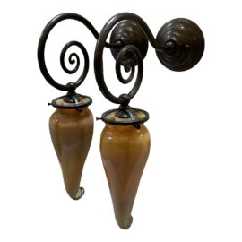 Mouth Blown Art Glass Sconces, a Pair