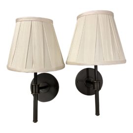 The Urban Electric Co. Mel Sconce + Pleated Silk Shades, a Pair. Original Price: $1,998