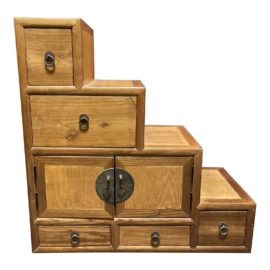 Reclaimed Wood Tansu Japanese Style Step Chest