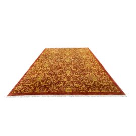 Hand Woven Deep Orange + Gold Wool Persian Rug - 10′ × 14′4″