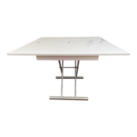 Alzare Transforming Table in White + Walnut Option. Original Price: $1,495