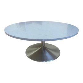 Room & Board Aria Stainless Steel + Fog Quartz Coffee Table. Original Price: $1,239