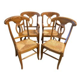 Pottery Barn Napoleon Italian Rush Seat Dining Room Chairs - Set of Four