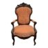 Early 20th Century Rococo Style Mahogony + Coral Silk Mohair Chair