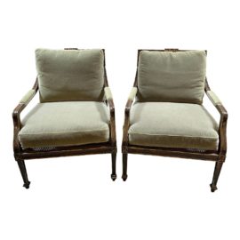 Michael Taylor for Panache Designs Portsmouth Caned Bergere Chairs - a Pair. Original Price: $11,809