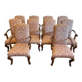 Lx. Rossi Custom Frascatti Upholstered Dining Chairs, a Set of 10