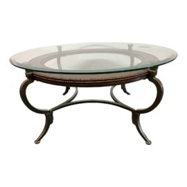 Artistica Home Copper + Glass + Metal Round Coffee Table