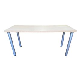 Contemporary Blonde Finish + Aluminum Leg Desk