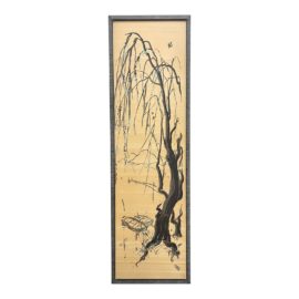 Late 20th Century Beverly Hills Elm Tree Painting on Silk