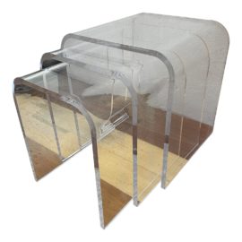 1980's Portofino Acrylic Nesting Table - Set of Three. Original Price: $2,049