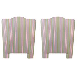 Custom Ribbon Stripe Twin Headboards + Bedskirts, a Pair