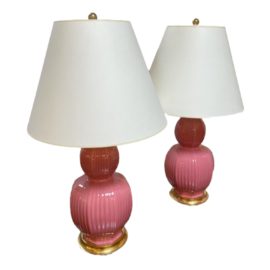 Christopher Spitzmiller Handcrafted Delft Table Lamps, a Pair. Original Price: $6,000
