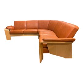 Ekornes Stresless Pegasus Terracotta Three Piece L-Shape Sectional. Original Price: $5,000