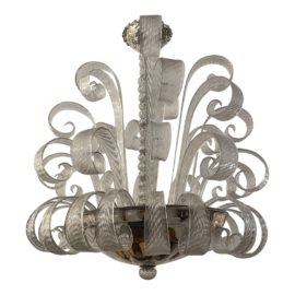 Murano Clear Glass Curl Three Tier Chandelier. Original Price: $16,500