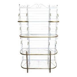 Vintage White + Brass Baker's Rack