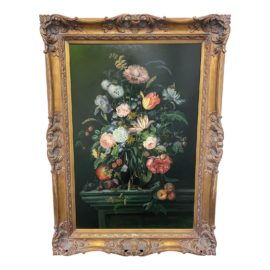 K. Junepa Floral Still Life Oil Painting - Custom Framed