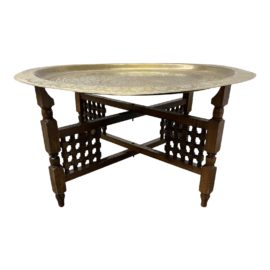 Moroccan Brass Tray + Fretwork Base Coffee Table