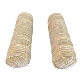 Pair of Custom Ivory Ribbed Bolster Pillows. Original Price: $1,365