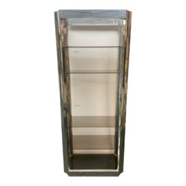 Late 20th-Century Karl Springer Aluminum, Brass + Glass Etagere