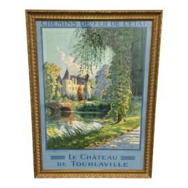Early 20th Century "Le Chateau De Tourlaville” Custom Framed Poster. Original Price: $2,607