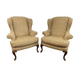 Sherrill Furniture Company Wingback Chairs, a Pair