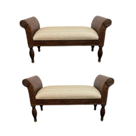 Pair of Ethan Allen Alexis Plantation Style Benches