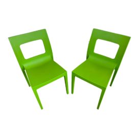 Siesta Green Lucca Side Chairs, a Pair. Original Price: $438