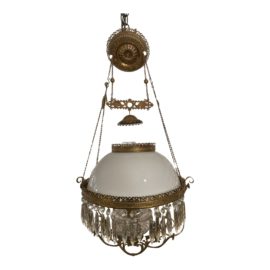 Antique Oil Lamp + Crystal Chandelier