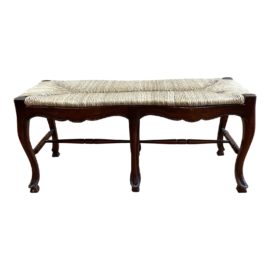 Rustic European Rush Seat Bench